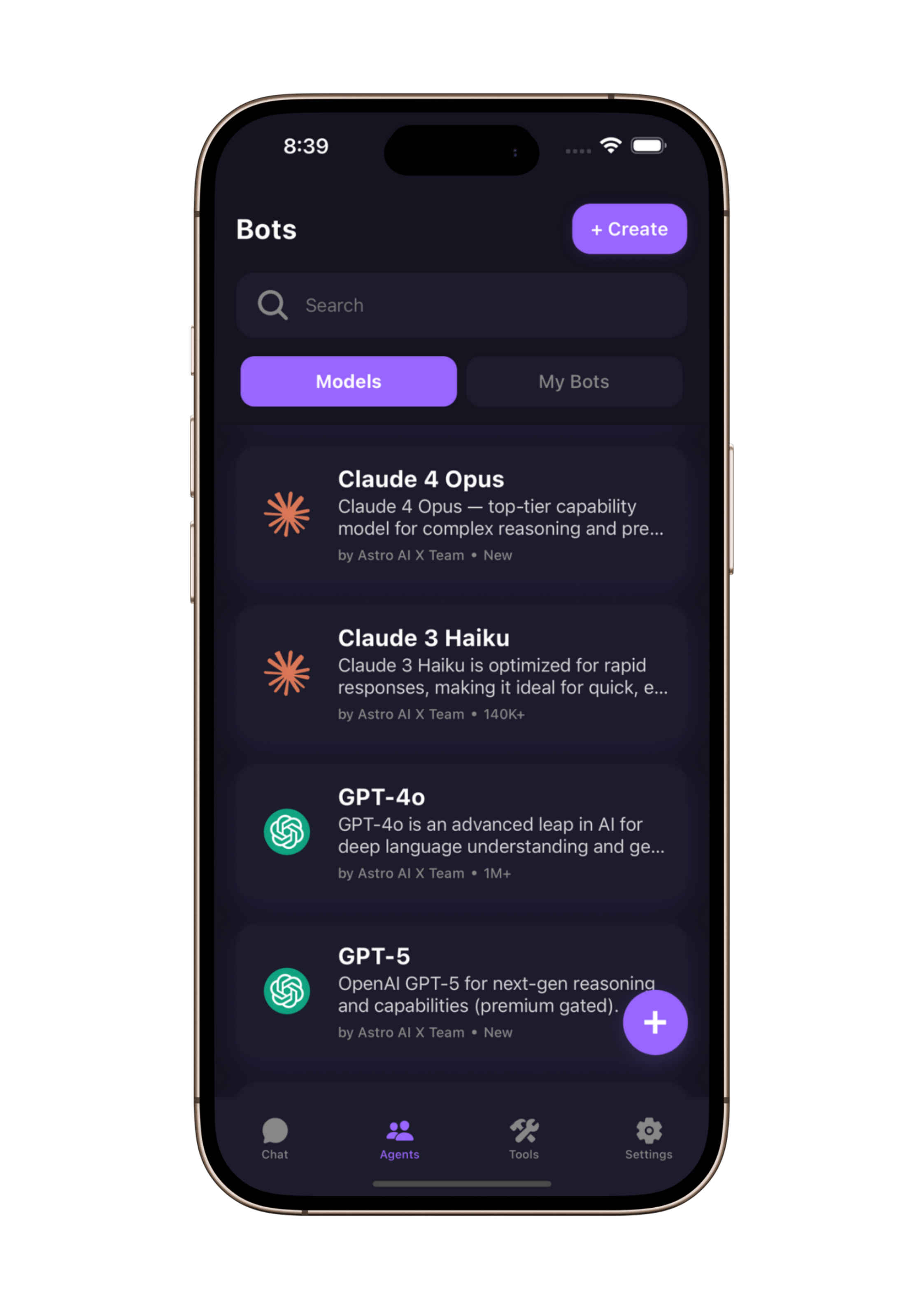 Astro AI Android app screen 1